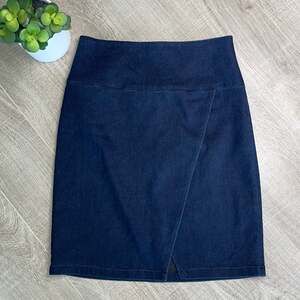 CLUB MONACO Women's Blue Asymmetrical Wrap Front Skirt